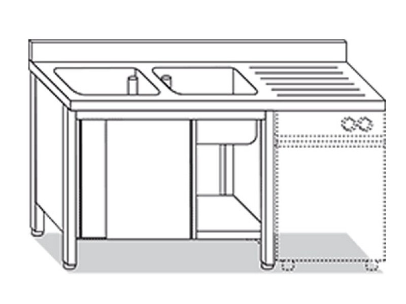 CANTILEVERED SINK WITH DOORS + DRIP W200xD70xH85