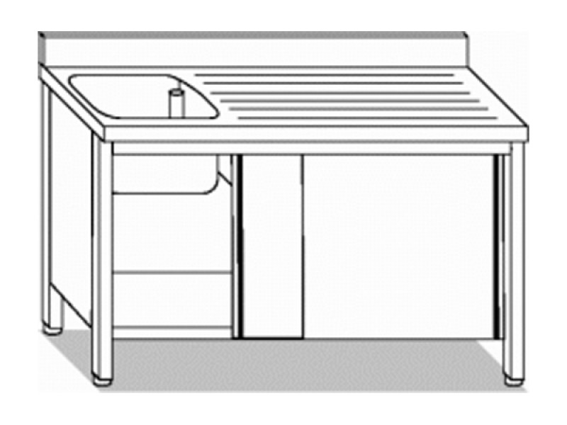 SINK WITH DOORS 1 TANK + DRIPPER RIGHT W130XD60XH85