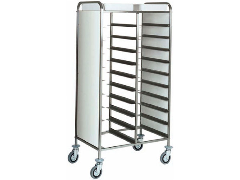 DOUBLE PANELED PERFEX WHITE TRAY-HOLDER CART