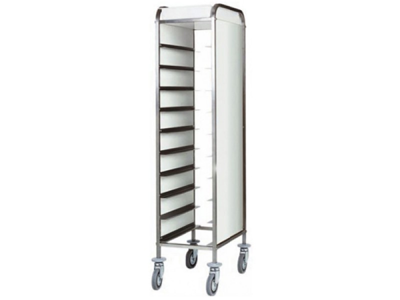 SINGLE STAINLESS STEEL PANELED TRAY-HOLDER CART