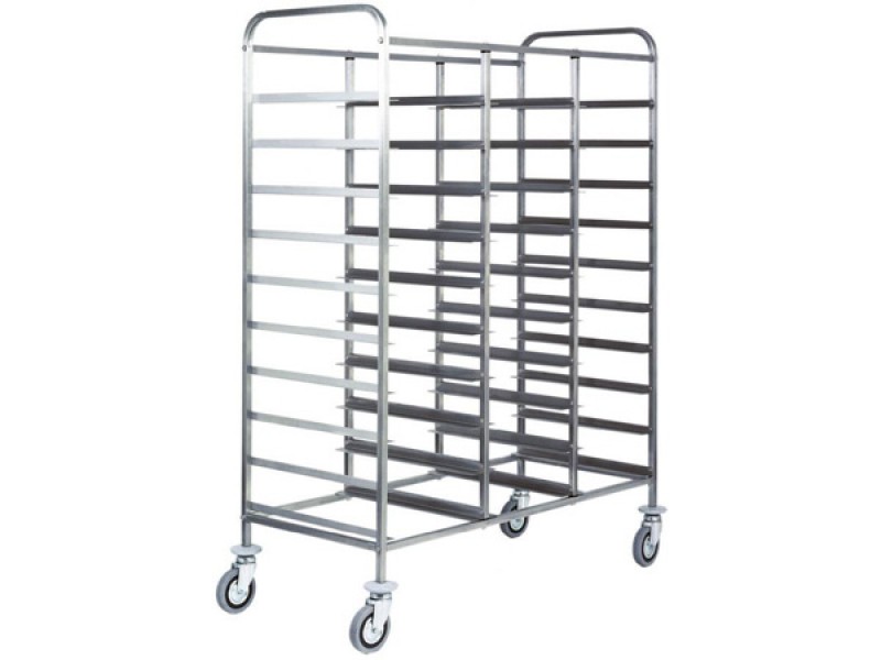 TRIPLE STAINLESS STEEL TRAY-HOLDER CART