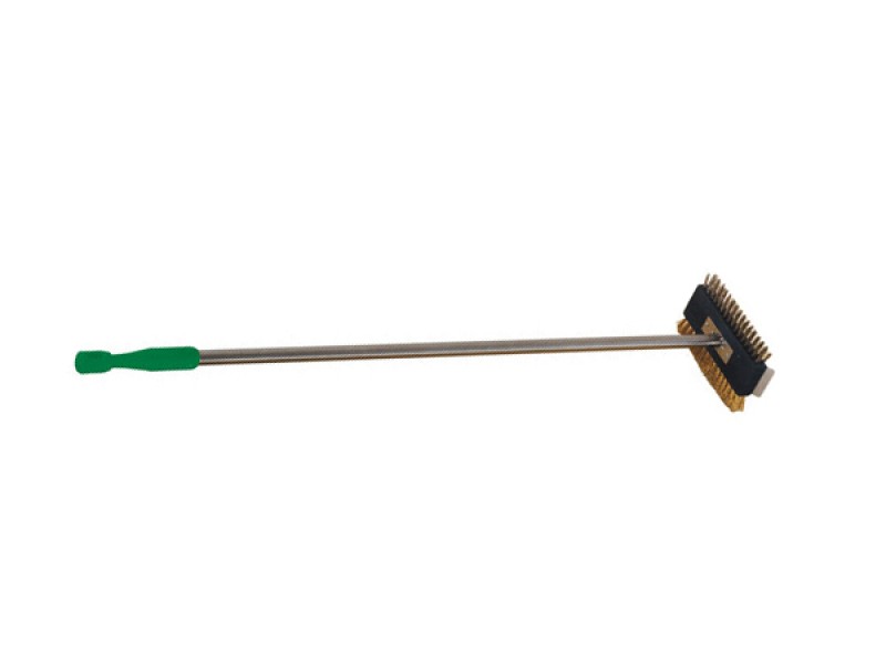 DOUBLE BRUSH STEEL / BRASS WITH SCRAPER MOD.AV4971 H 110 CM