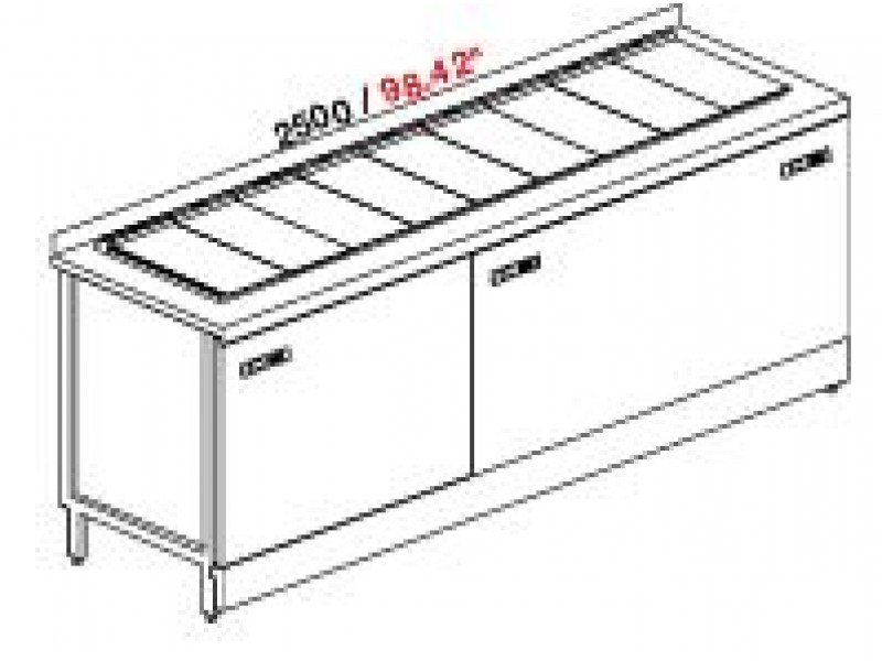 POZZETTO COUNTER FOR ICE CREAM VENTILATED MOD. PANORAMA 3 TEMPERATURE 350 CM WITH 4 + 10 + 4 CARAPINE AND RESERVE