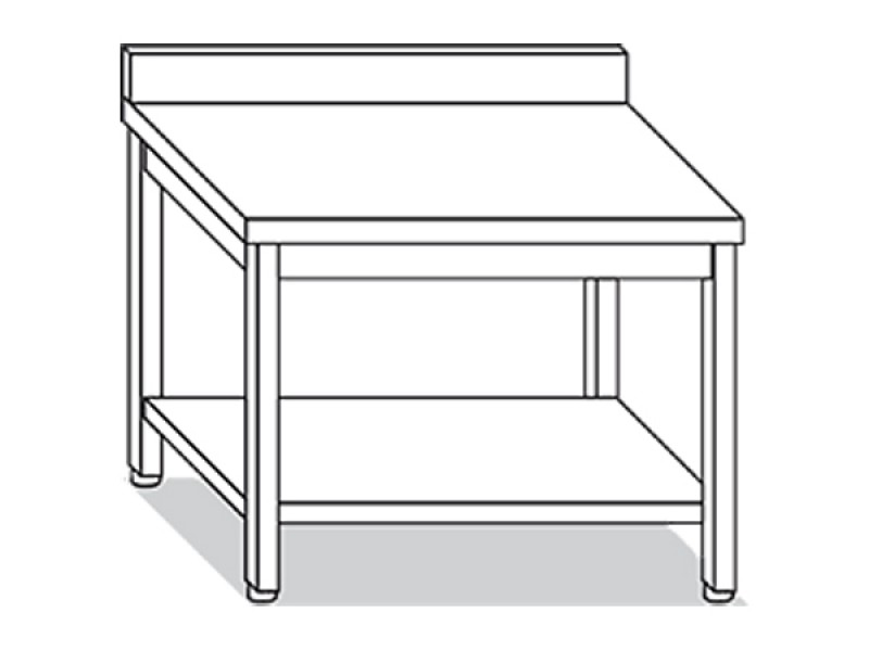TABLE ON LEGS WITH SHELF AND RAISED W80XD70XH85