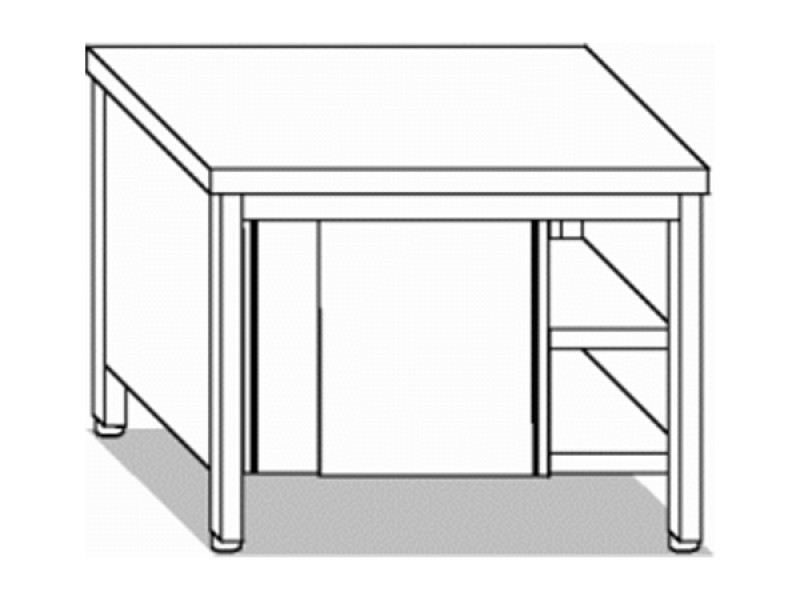 TABLE WITH DOORS AND SLIDING DOORS W200XD70XH85