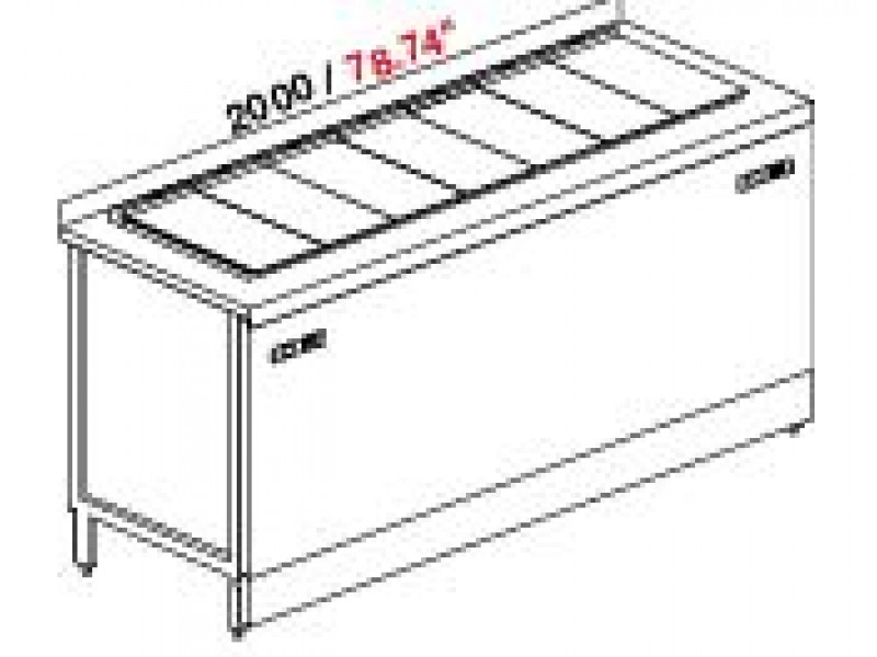POZZETTO COUNTER FOR ICE CREAM VENTILATED MOD. PANORAMA 2 TEMPERATURE 250 CM WITH 4 + 10 CARAPINE AND RESERVE