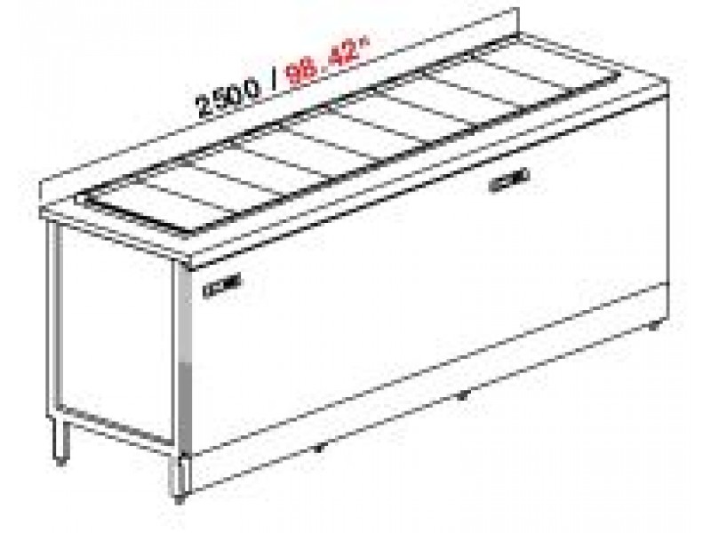 POZZETTO COUNTER FOR ICE CREAM VENTILATED MOD. PANORAMA 2 TEMPERATURE 300 CM WITH 12 + 6 CARAPINE AND RESERVE