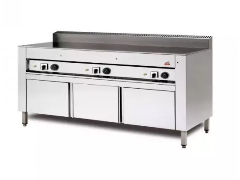 ELECTRIC COOKER ON CABINET WITH STAINLESS STEEL DOORS mod C.PE10 WITH IRON TOP