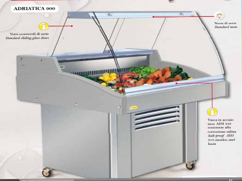 COUNTER SALES FISHMONGER MOD. ADRIATICA 900 WITH STATIC REFRIGERATION