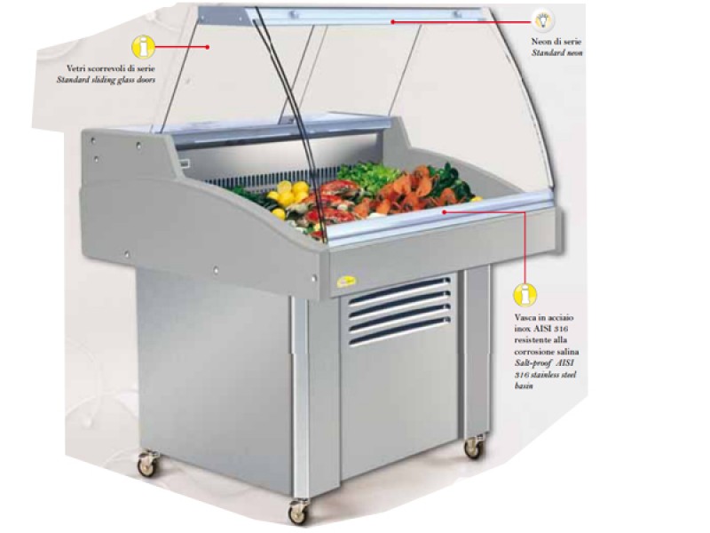 COUNTER SALES FISHMONGER MOD. ADRIATICA 1700 WITH STATIC REFRIGERATION