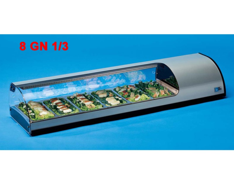 REFRIGERATED SUSHI SHOWCASE 8 GN 1/3 WITH LIGHT PROTECTED