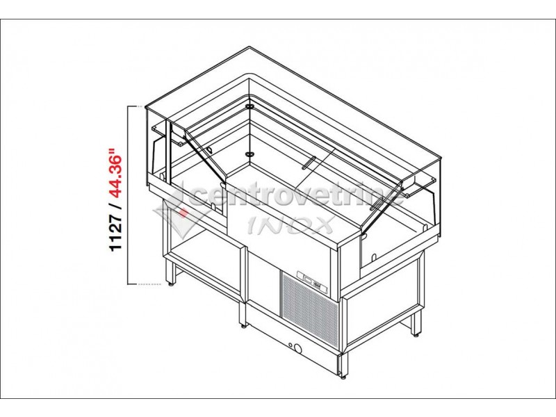 STATIC COLD SNACK MIX SHOWCASE WITH TERMINAL 90° HIGH STRAIGHT GLASS UC