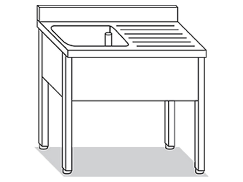 SINK ON LEGS 1 TANK WITH DRIP W130XD60XH85