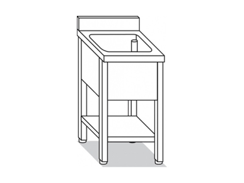 SINK WITH SHELF 1 TANK ON LEGS W80XD70XH85