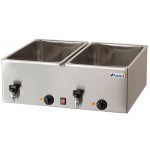 BAIN MARIE 2 TANKS GN 1/1 DEPTH 16 CM MOD. BM216R TEMPERATURE 0-90 ° C WITH DRAIN TAP