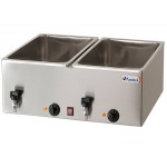 BAIN MARIE 2 TANKS GN 1/1 DEPTH 21 CM MOD. BM221R TEMPERATURE 0-90 ° C WITH DRAIN TAP