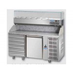PIZZA COUNTER 1 DOOR 60x40 + DRAWER + REFRIGERATED SHOWCASE mod. PZ02MIDC6