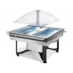 REFRIGERATED SHOWCASE BUFFET MOD. DOME STAINLESS STEEL WITH SHELVES