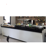 BAR COUNTER START UP W2000 H1150 WITH FLOOR TRAY IN CURVED AND TEMPERED GLASS