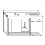 CANTILEVERED SINK WITH DOORS + DRIP W160xD60xH85