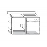 CANTILEVERED SINK WITH BOTTOM SHELF ON 4 LEGS + DRIP W120XD60XH85
