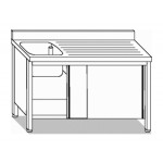 SINK WITH DOORS 1 TANK + DRIPPER RIGHT W130XD70XH85