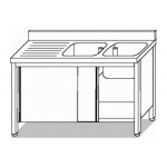 SINK WITH DOORS 2 TANK + DRIPPER LEFT W160XD60XH85