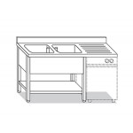 CANTILEVERED SINK WITH BOTTOM SHELF ON 4 LEGS + DRIP W200XD60XH85
