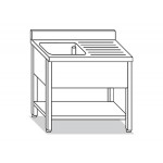 SINK WITH SHELF 1 TANK ON LEGS WITH DRIP W120XD60XH85