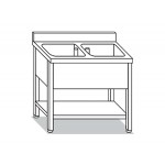 SINK WITH SHELF 2 TANK ON LEGS WITH DRIP W120XD60XH85