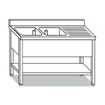 SINK WITH SHELF 2 TANKS ON LEGS WITH DRIP W190XD60XH85